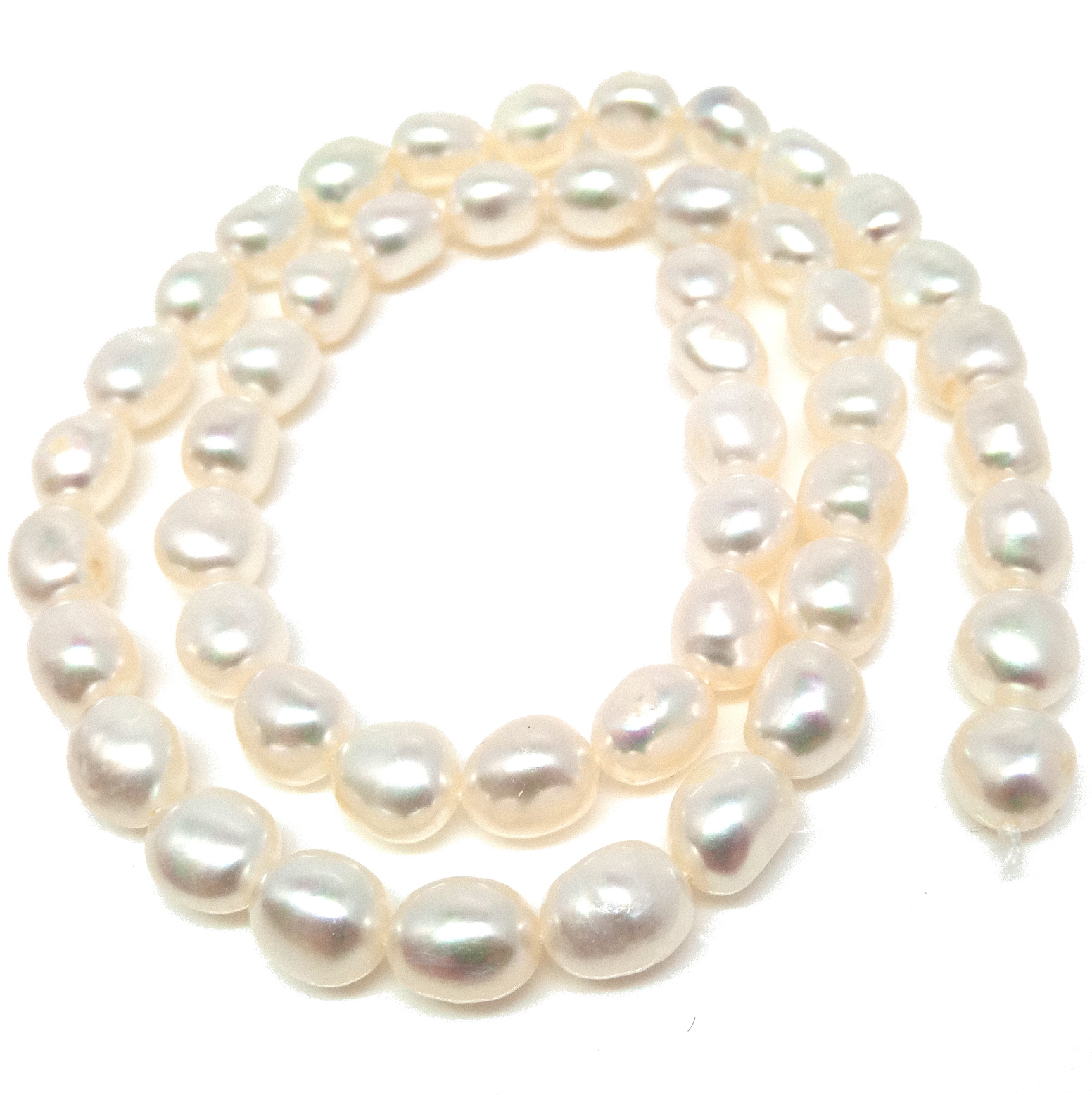 White Elliptical Potato AAA Drop Pearls